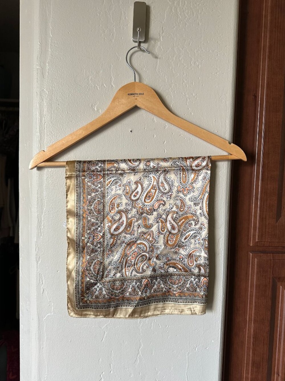 Gold & Brown Paisley Satin Scarf